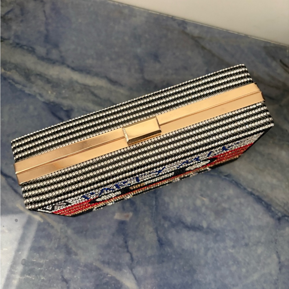 Retro Cassette mix tape Crystal Clutch purse - Picture 7 of 8